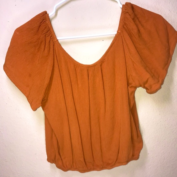 Crochet Trim Orange Blouse - Picture 2 of 2